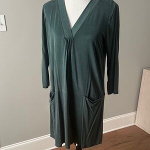 Anthropologie Dolan Dark Green V-Neck Dress with Pockets M NWT